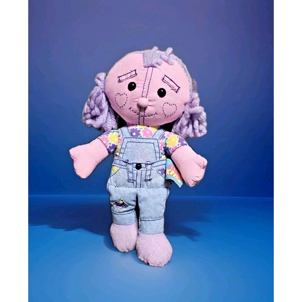 Pink DOODLE BEARS 🧸 1996 Tyco Plush Doodle Kids GIRL DOLL Purple Hair Overalls